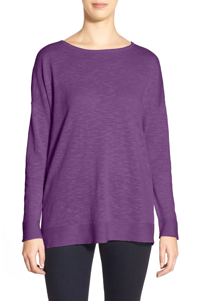 Organic Linen & Organic Cotton Ballet Neck Boxy Top, Main, color, AFRICAN VIOLET