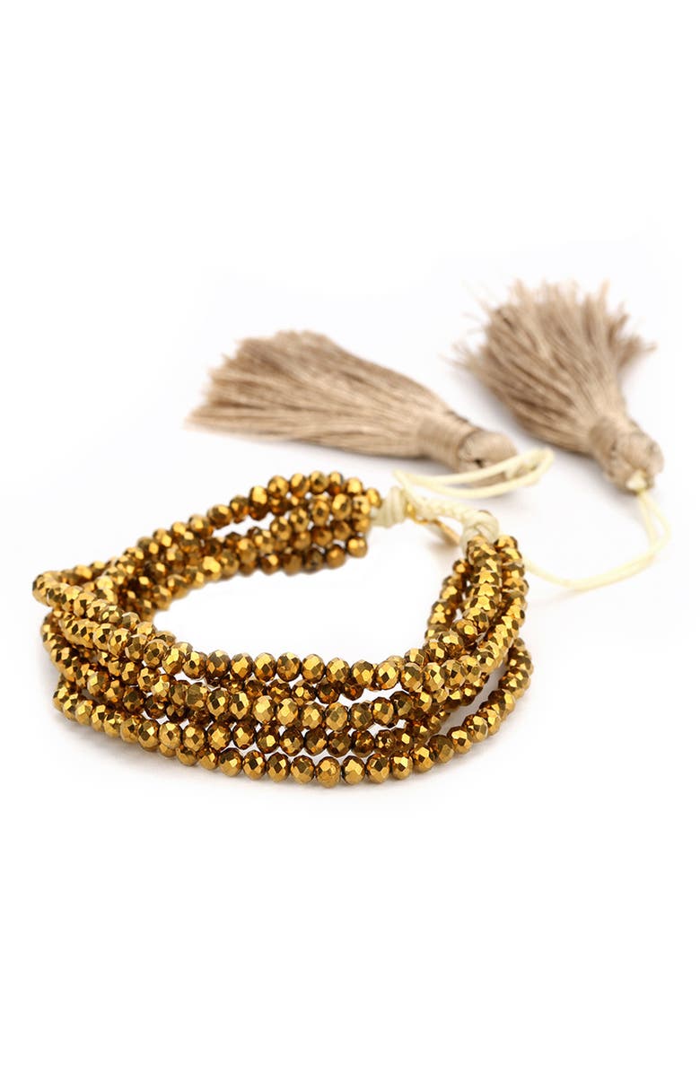 Adornia Multi Strand Black Bead Adjustable Bracelet, Main, color, Multi