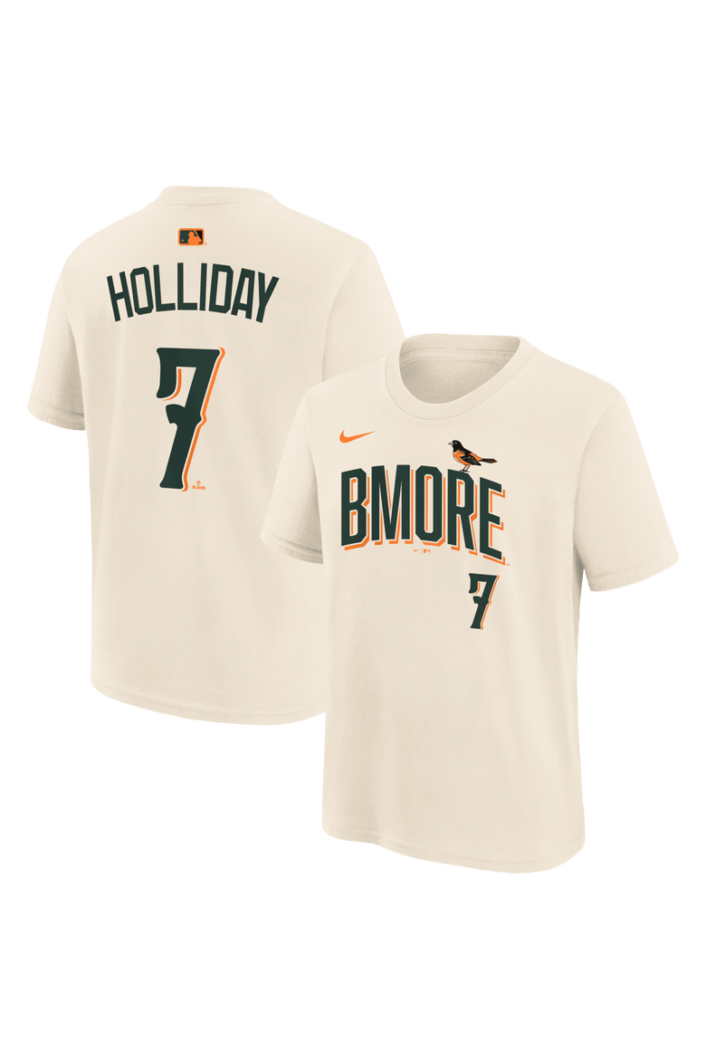 Youth Nike Jackson Holliday Cream Baltimore Orioles 2026 City Connect Name & Number T-Shirt, Main, color, Cream