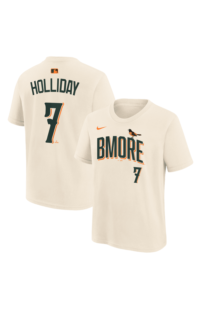 Nike Youth Nike Jackson Holliday Cream Baltimore Orioles 2026 City Connect Name & Number T-Shirt, Main, color, Cream