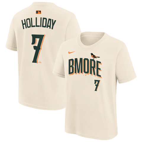 Youth Nike Jackson Holliday Cream Baltimore Orioles 2026 City Connect Name & Number T-Shirt