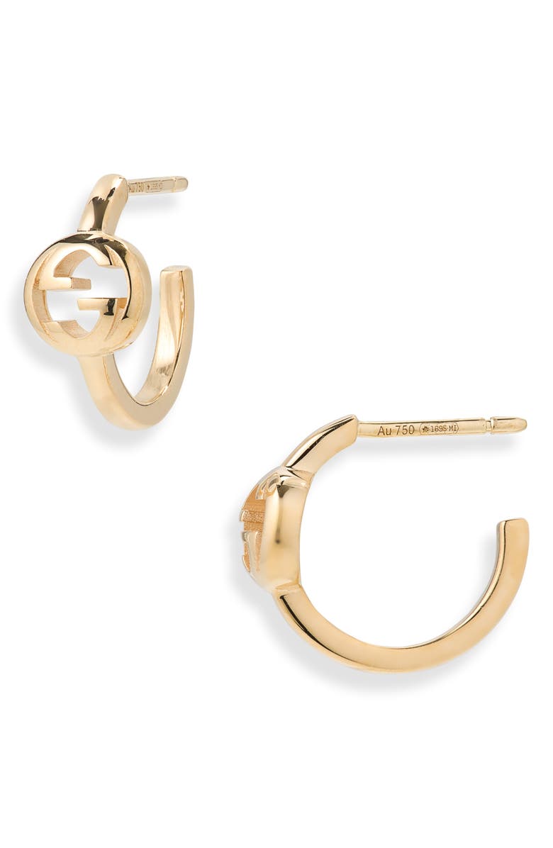 Gucci Interlocking G Huggie Hoop Earrings, Main, color, Gold