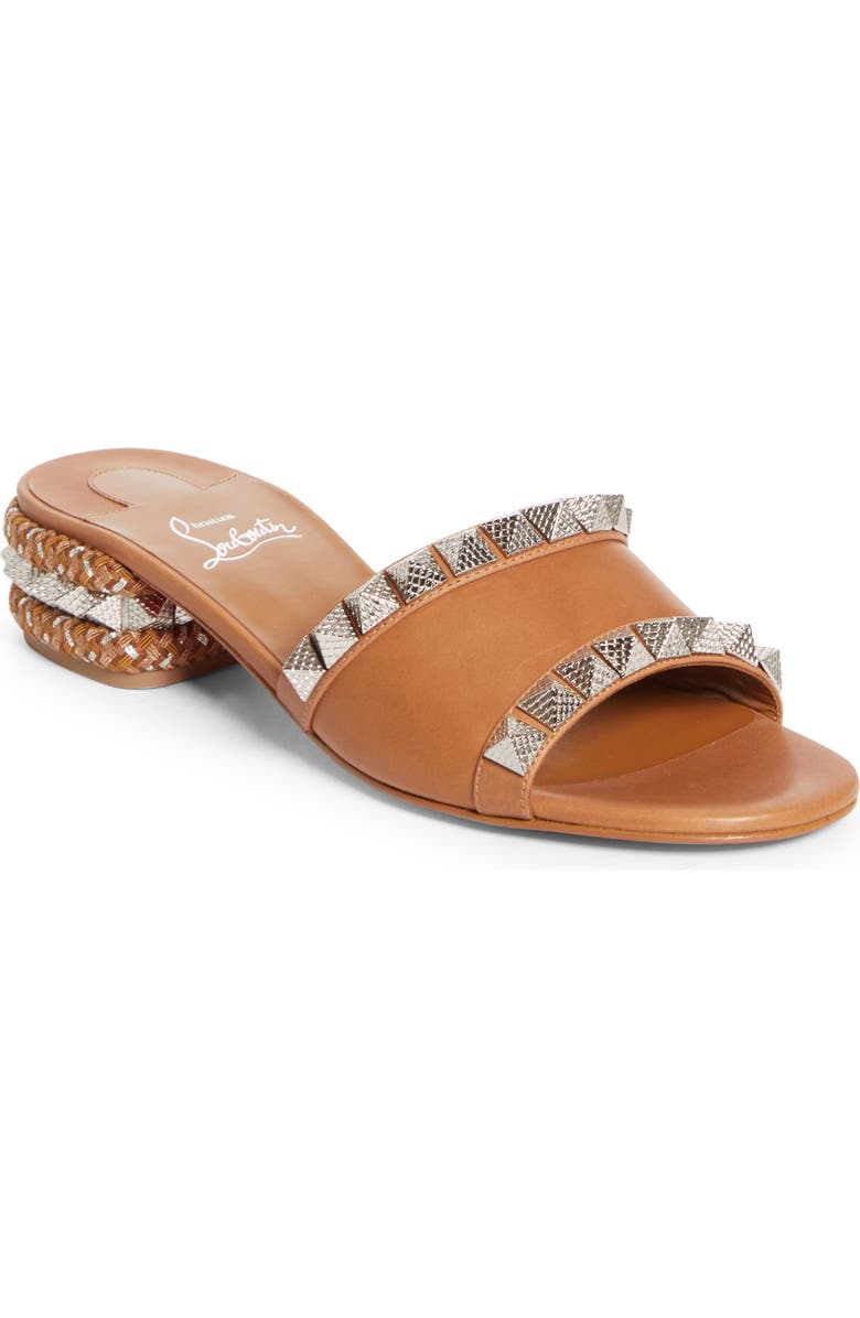 Christian Louboutin Pyramule Slide Sandal, Main, color, Terra/ Terra