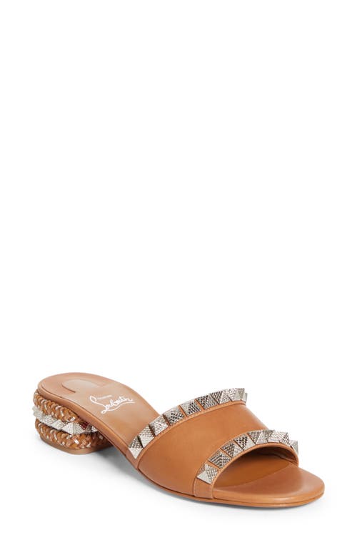 Christian Louboutin Pyramule 30 Spiked Leather Mules In Brown