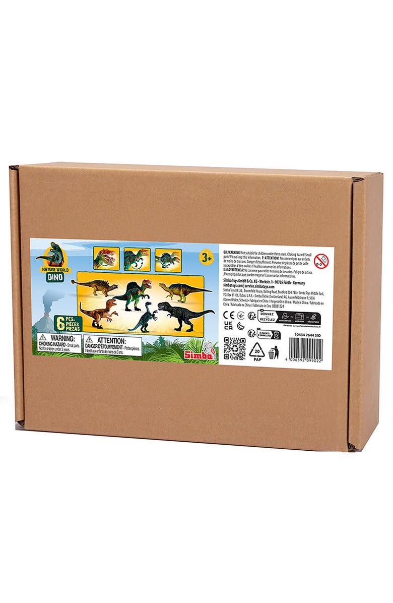 Simba Dino Set 6 Large Dinosaur Figures Realistic Toy Miniatures Kids 3+, Alternate, color, Multicolored