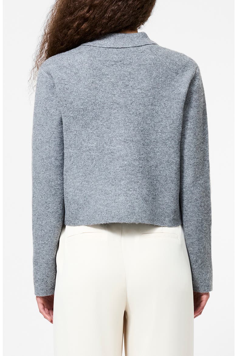Ellie Collared Crop Cardigan, Alternate, color, MID GREY MELANGE