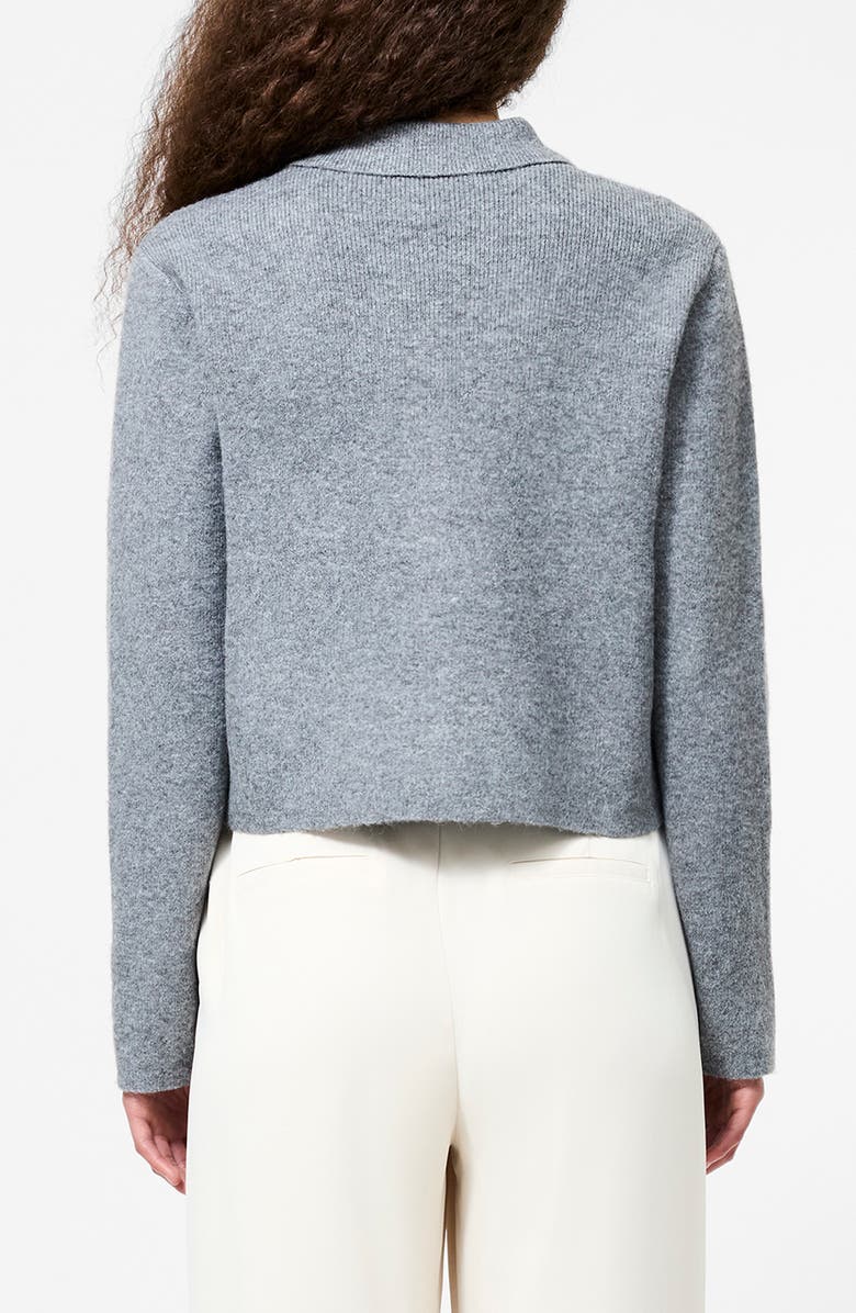French Connection Ellie Collared Crop Cardigan, Alternate, color, Mid Grey Melange