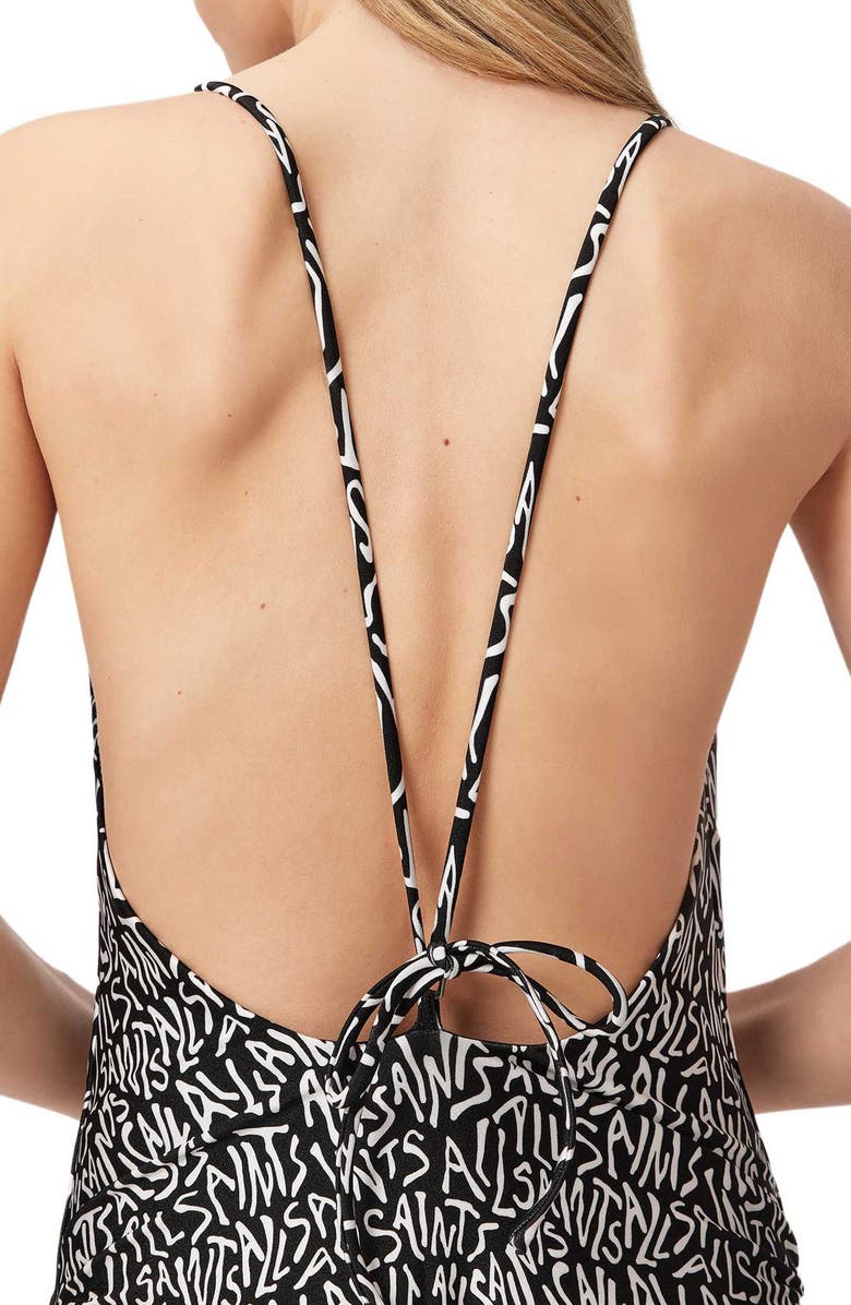 AllSaints Saph V-Neck One-Piece Swimsuit, Alternate, color, Santas Black/ White