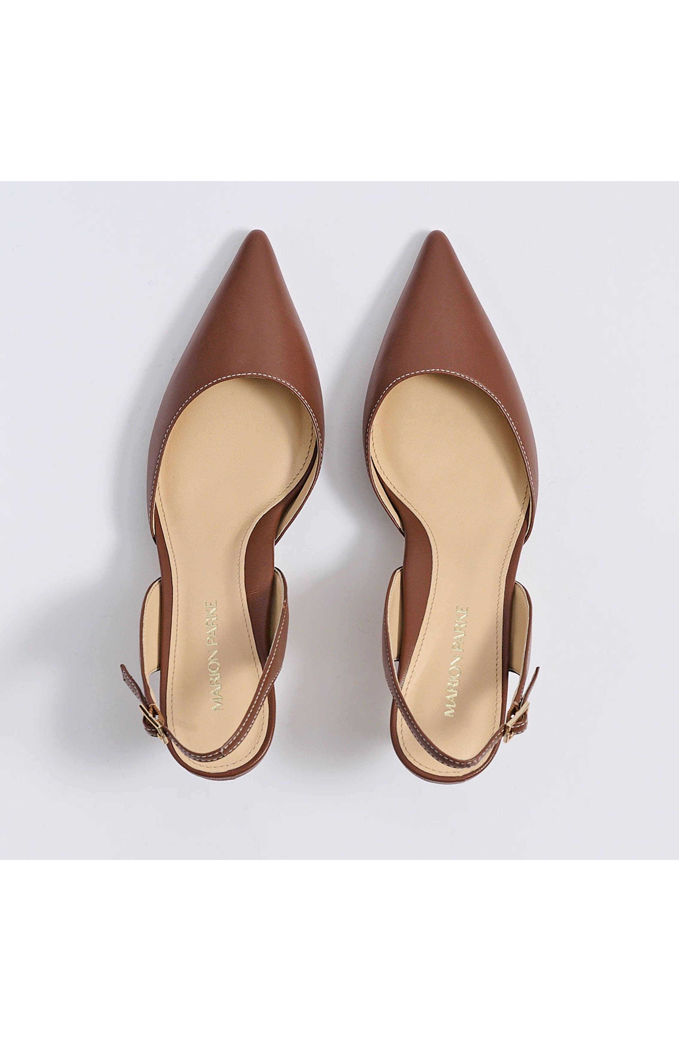 MARION PARKE Classic Slingback 70 Nappa, Alternate, color, Brown