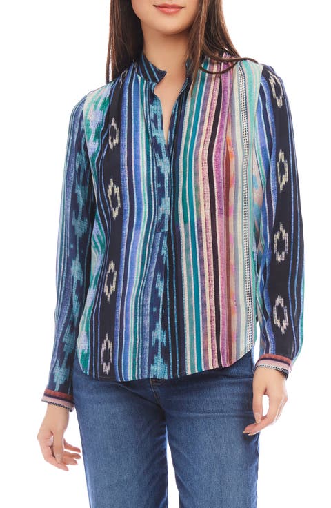 Printed Split Neck Popover Top