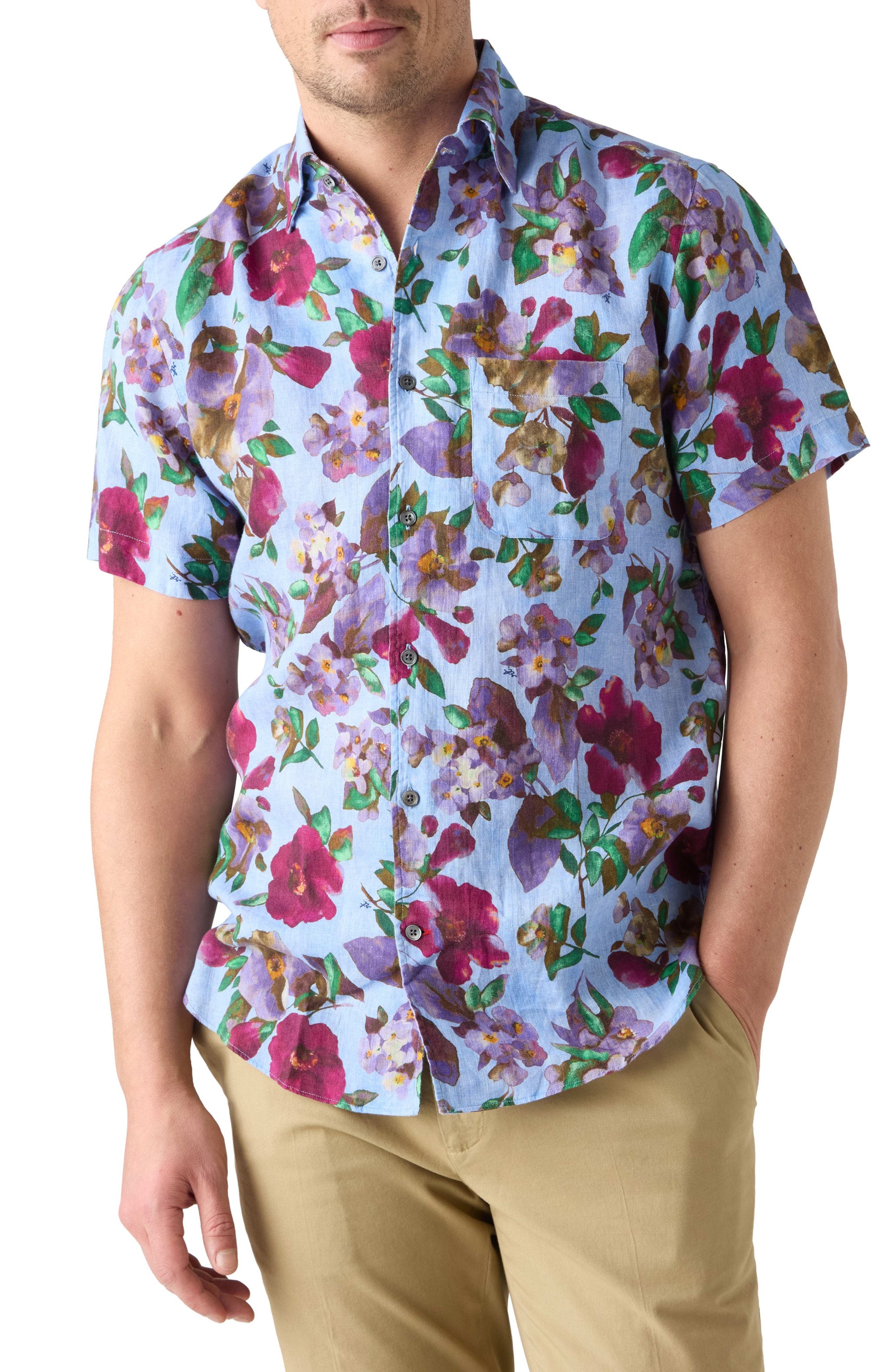 Morgan Printed Floral Linen Short Sleeve Shirt