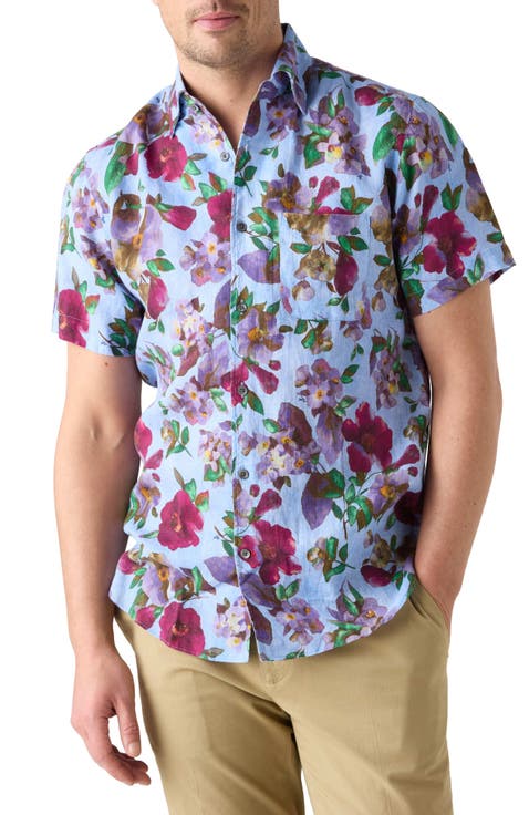 Morgan Printed Floral Linen Short Sleeve Shirt