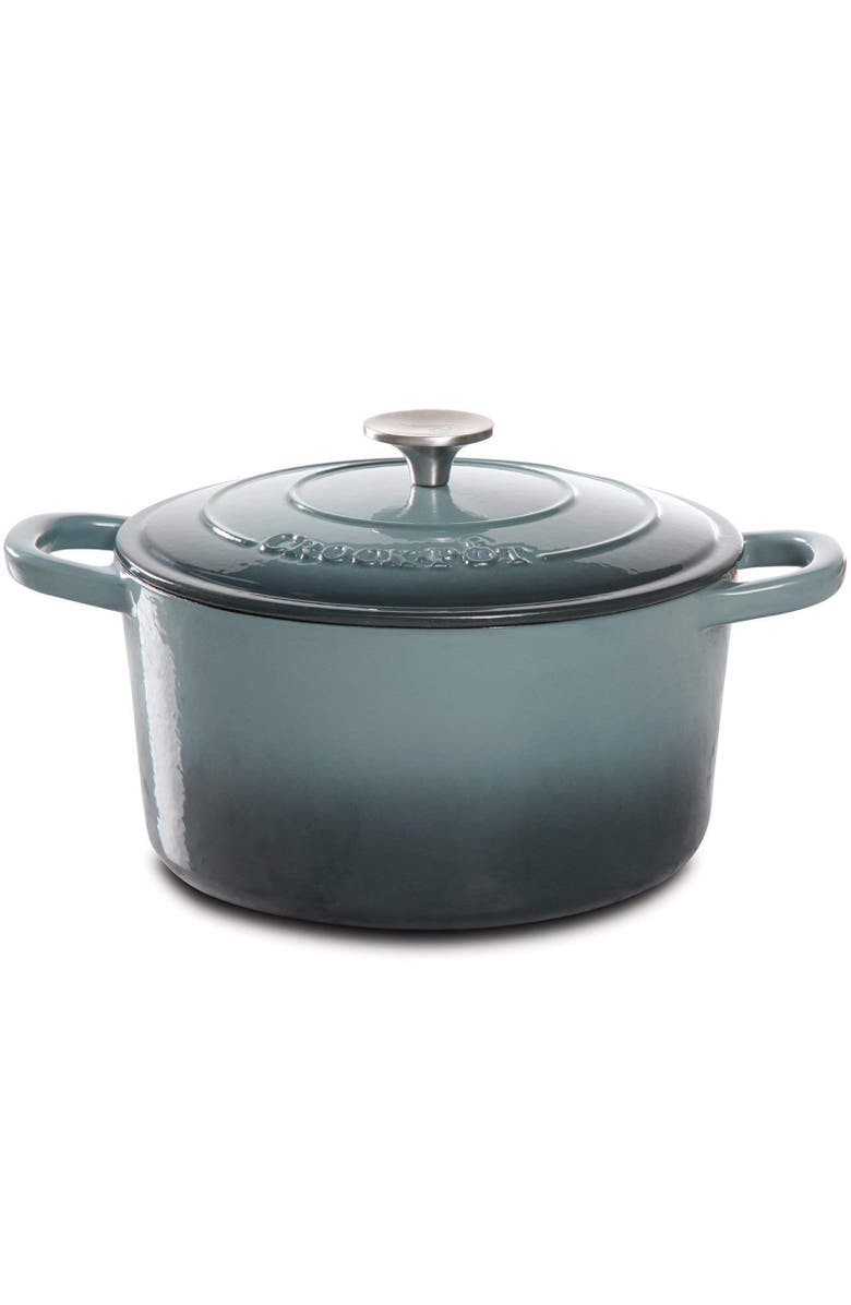 Crock-pot 5 Quart Round Enameled Cast Iron Dutch Oven, Main, color, Grey