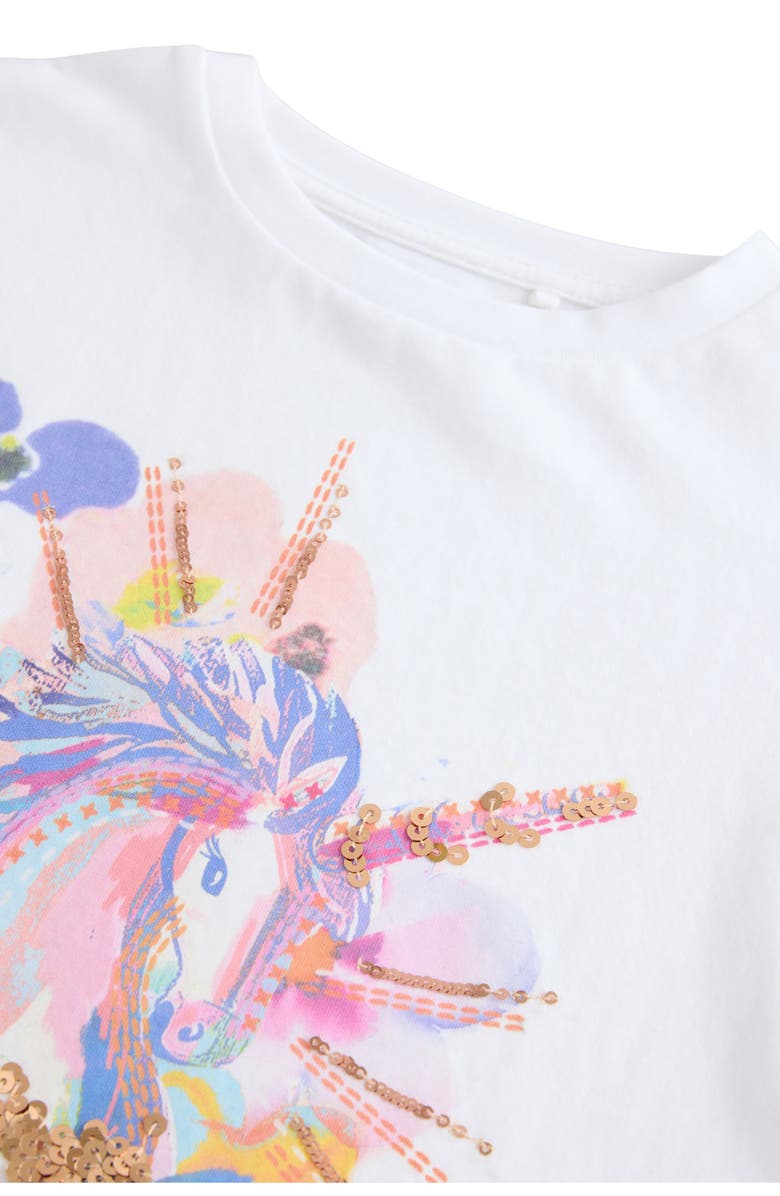 NEXT Kids' Unicorn Long Sleeve Cotton Graphic T-Shirt, Alternate, color, White