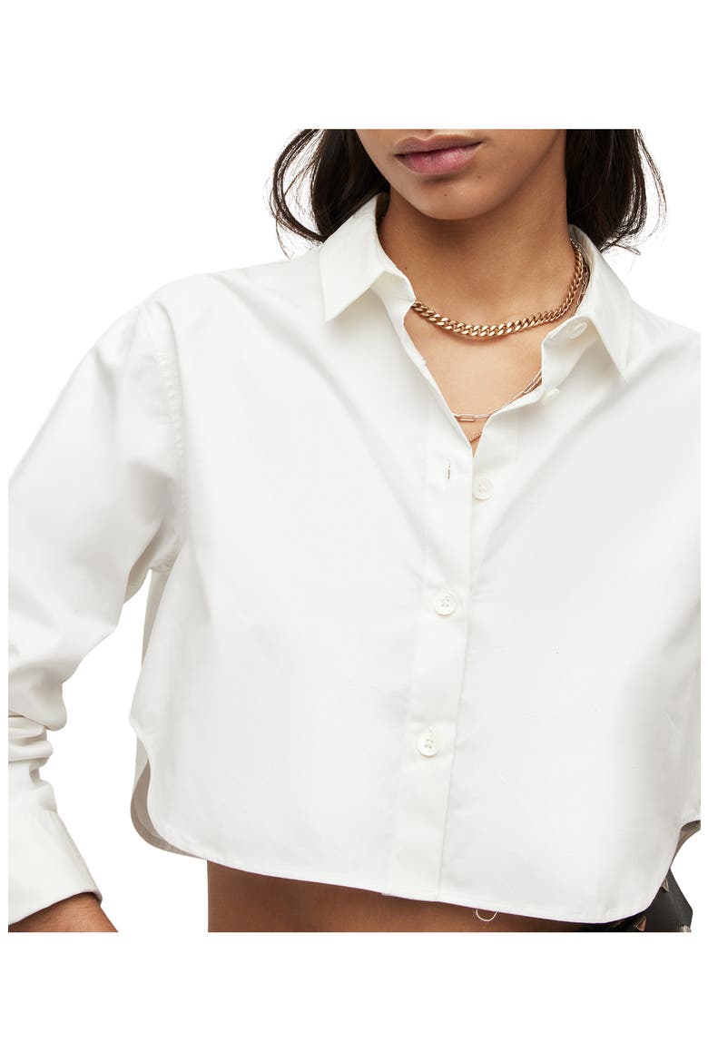 Averie Crop Button-Up Shirt, Alternate, color, WHITE
