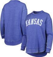PRESSBOX Women's Pressbox Royal Kansas Jayhawks Vintage Wash Pullover Sweatshirt