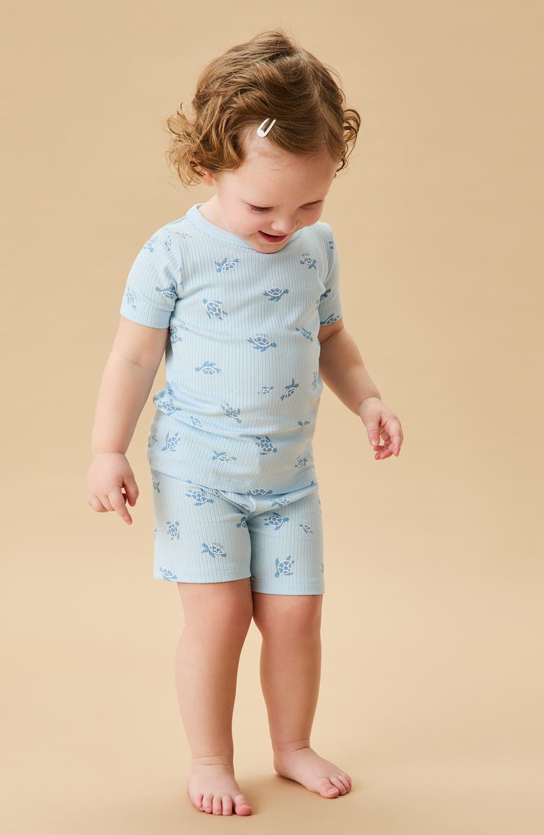 MORI Turtle Print Fitted Two-Piece Short Pajamas, Alternate, color, 