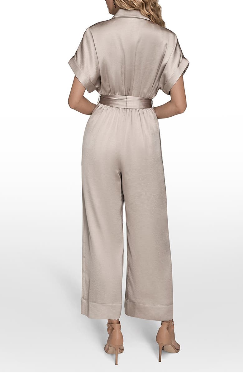 Donna Karan New York Tie Waist Satin Jumpsuit, Alternate, color, Vapor