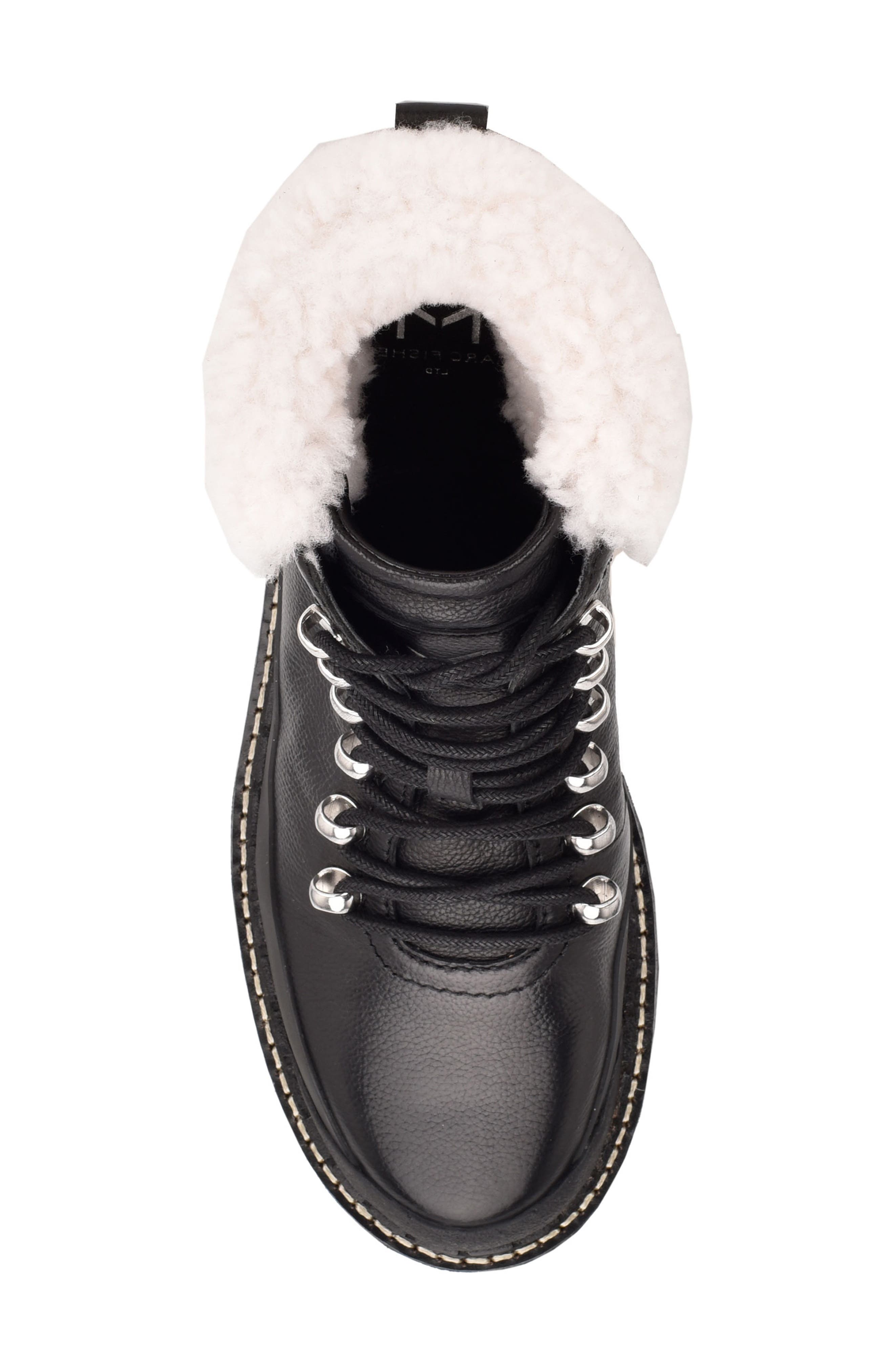 Marc Fisher LTD Cade Genuine Shearling Cuff Lace-Up Boot, Alternate, color, 