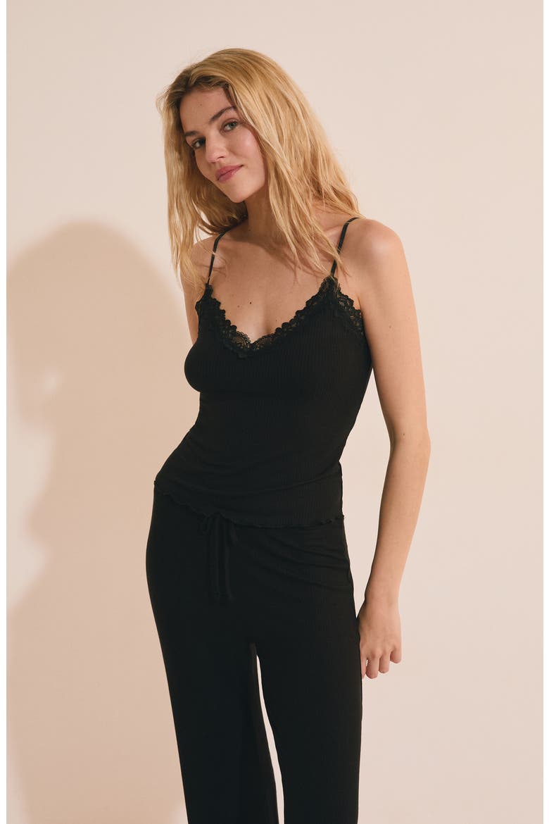 Nettie 2-Piece Pajama Set, Alternate, color, BLACK