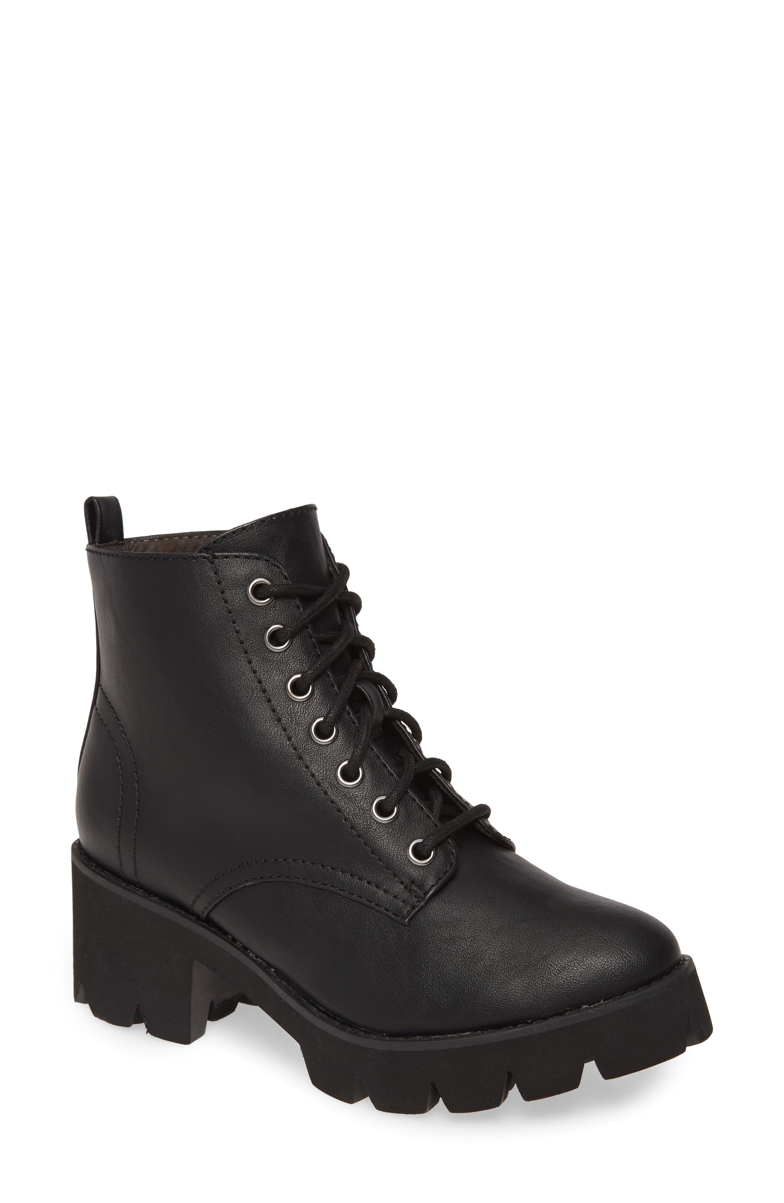 Strength In Numbers Vegan Leather Bootie, Main, color, BLACK FAUX LEATHER