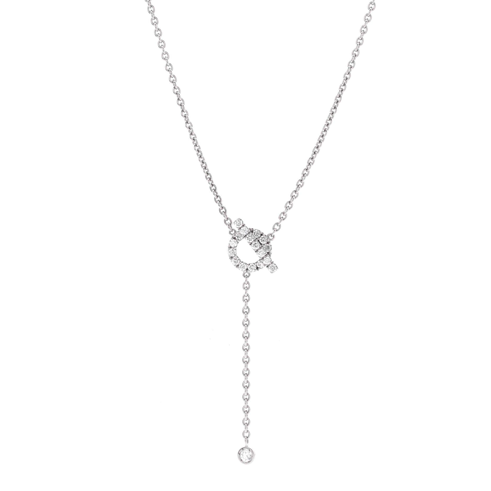 Finesse Lariat Necklace 18K White Gold and Diamonds, Main, color, Metallic Silver