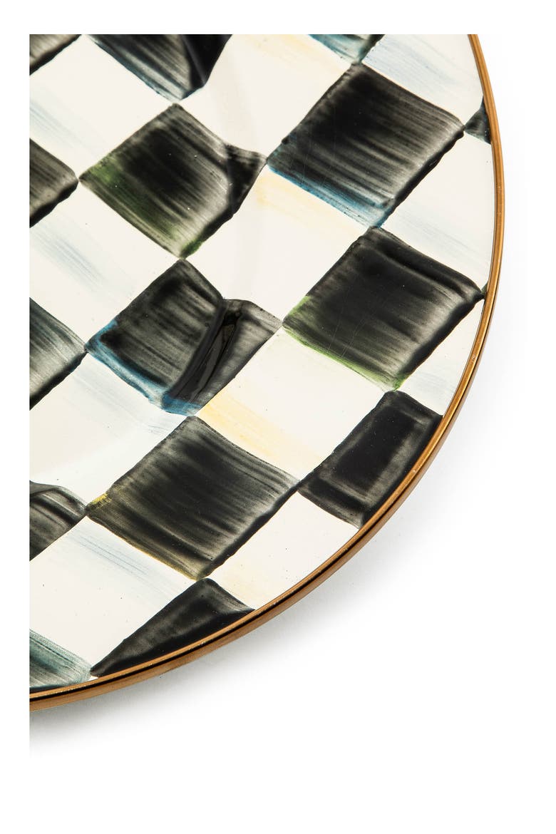 Courtly Check Medium Enameled Steel Oval Platter, Alternate, color, BLACK/ WHITE