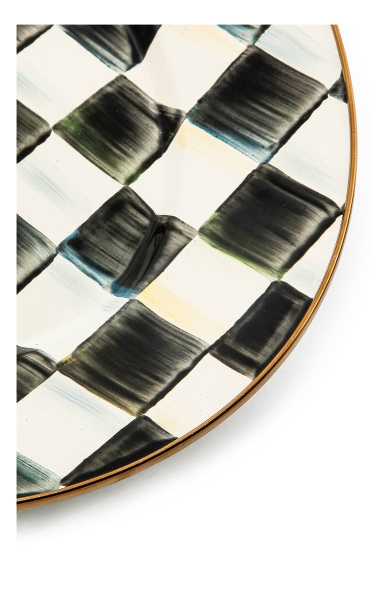 MACKENZIE CHILDS Courtly Check Medium Enameled Steel Oval Platter, Alternate, color, Black/ White