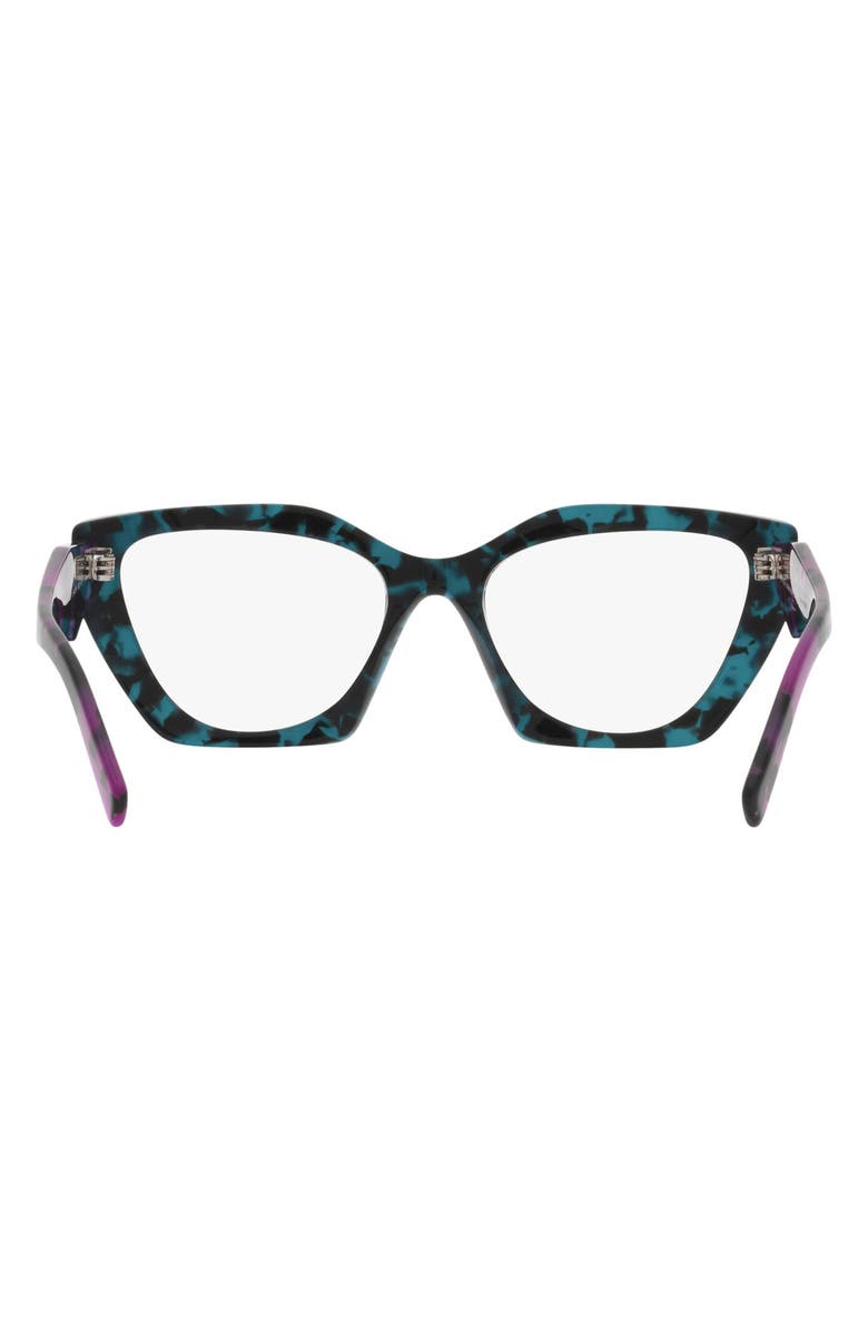 Prada 54mm Cat Eye Optical Glasses, Alternate, color, Teal