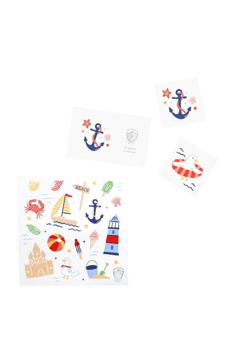 Daydream Society Seaside Party Favor Set - Pack of 2 Tattoos and 4 Sticker Sheets, Main, color, Assorted Pre-Pack
