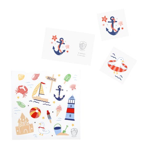 Seaside Party Favor Set - Pack of 2 Tattoos and 4 Sticker Sheets