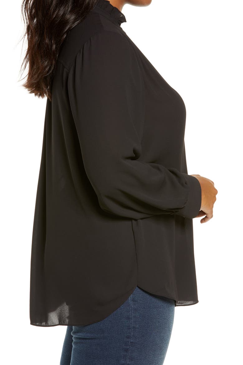 Ruffle Neck Blouse, Alternate, color, BLACK