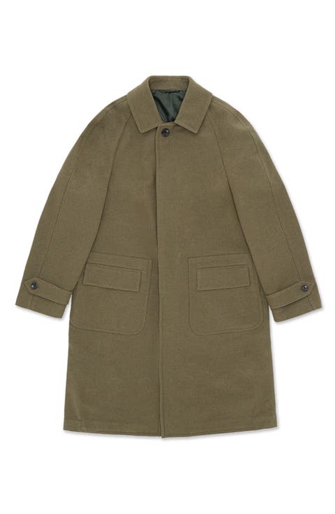 Vintage Blue Single-Breasted Coat