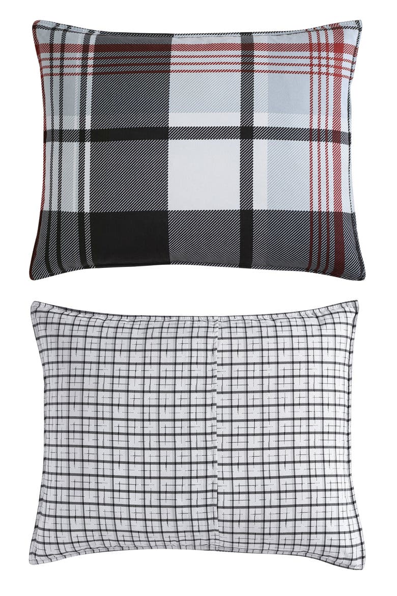 Normandy Plaid Comforter & Sham Set, Alternate, color, BLACK RED