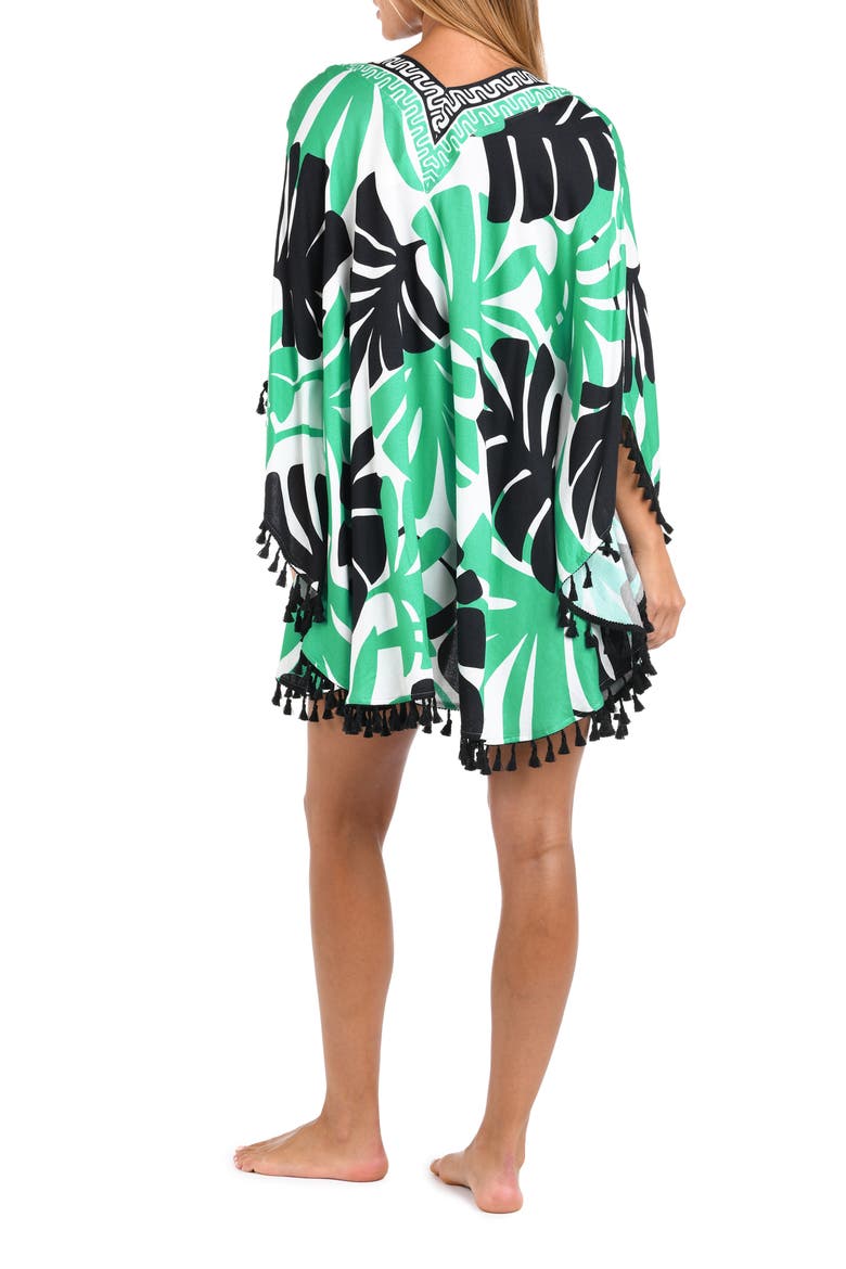 Monstera Tassel Trim Cover-Up, Alternate, color, GREEN MULTI