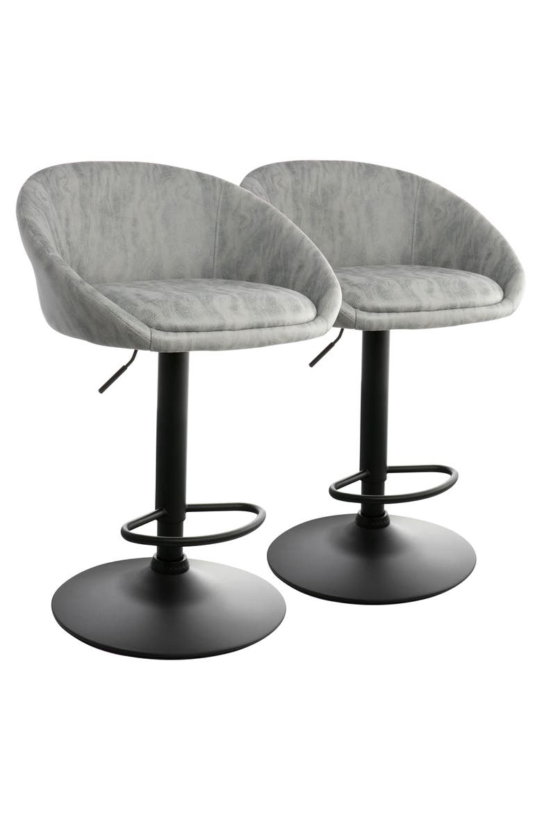 2 Piece Cloth Adjustable Bar Stool Set, Main, color, Gray