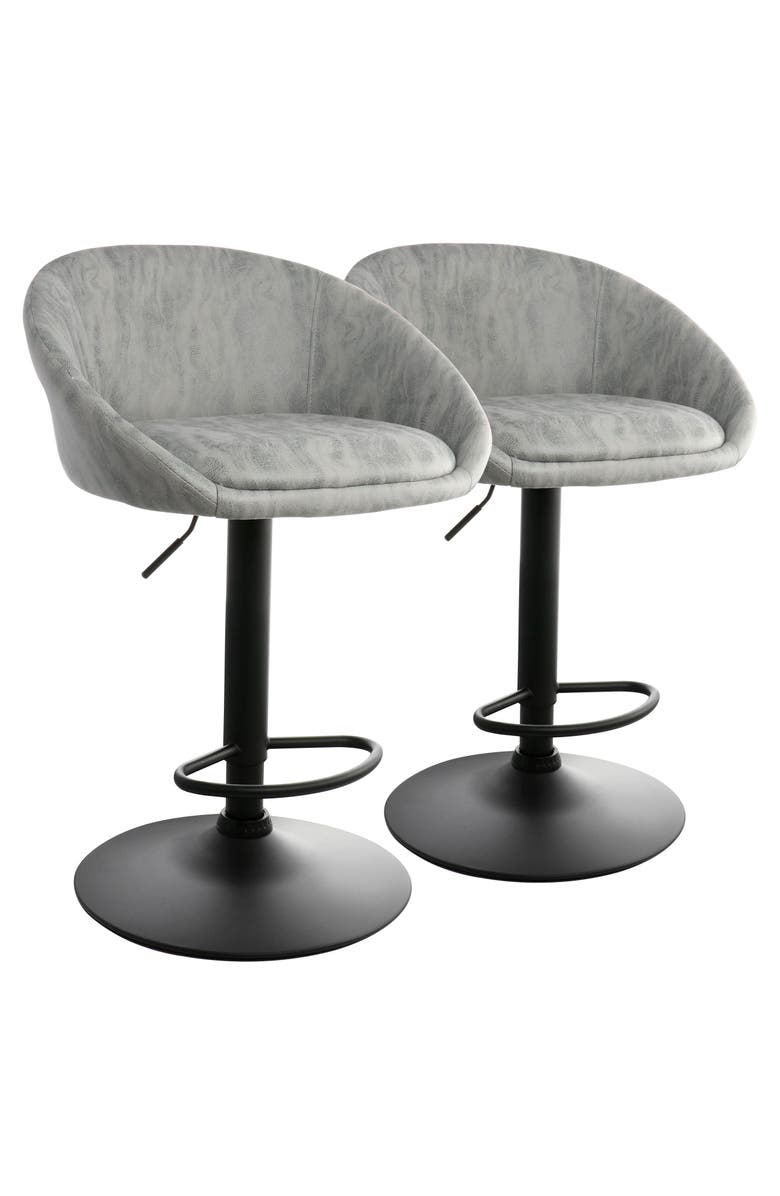 Elama 2 Piece Cloth Adjustable Bar Stool Set, Main, color, Gray