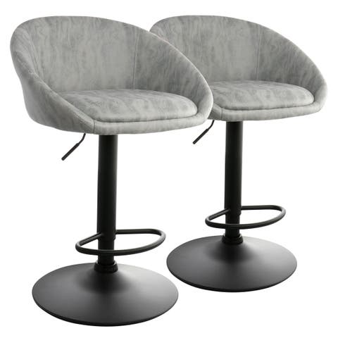 2 Piece Cloth Adjustable Bar Stool Set