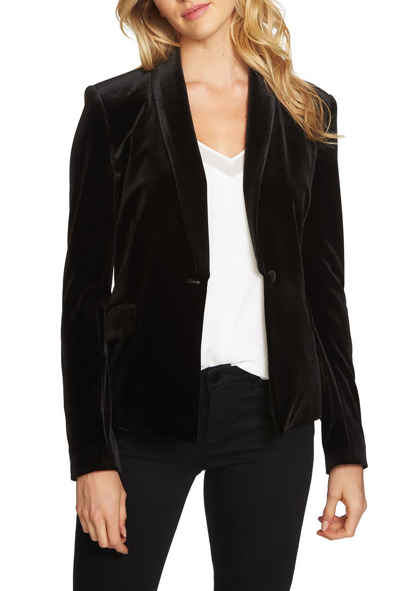 Velvet Tuxedo Blazer, Main, color, RICH BLACK
