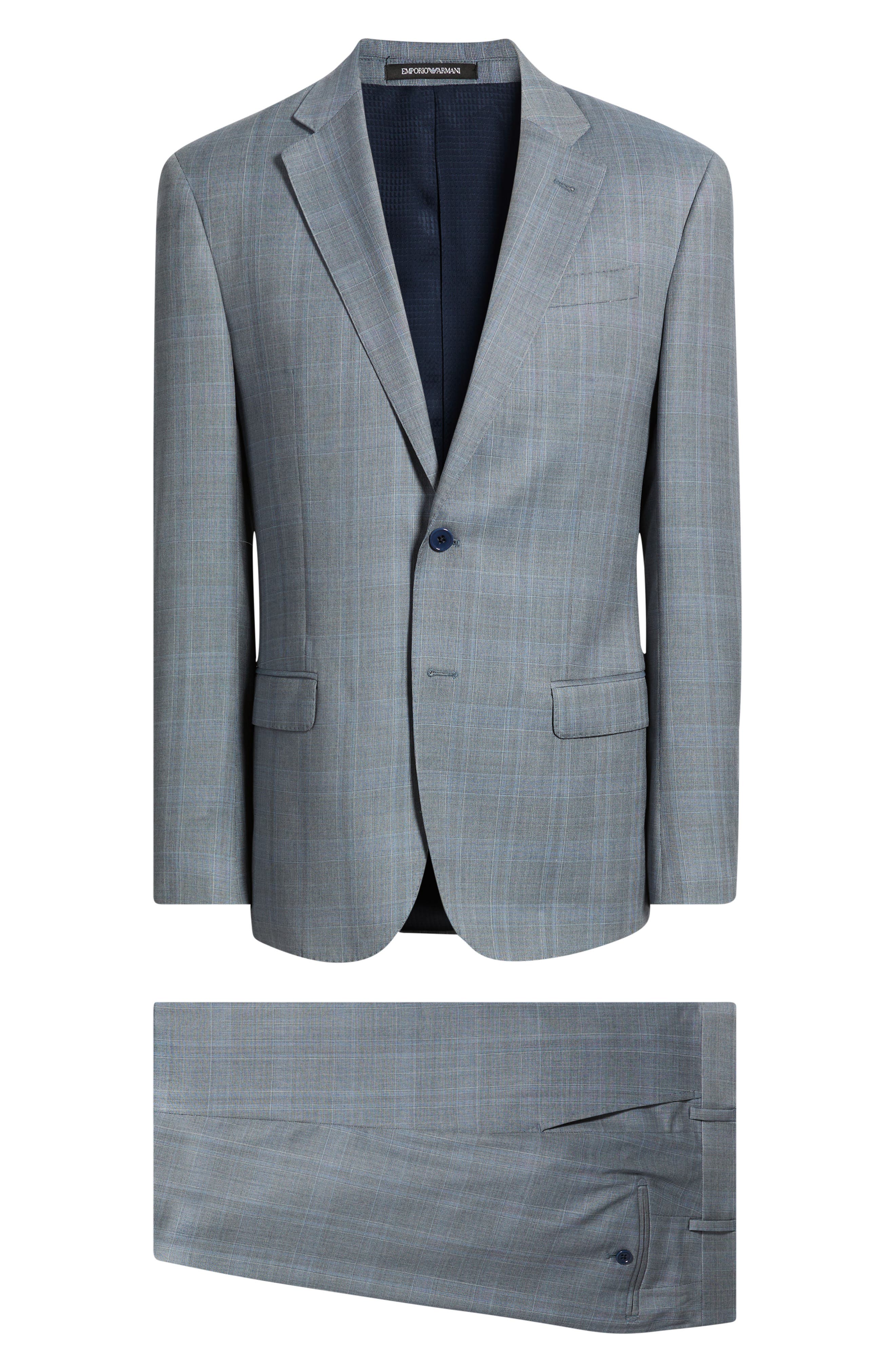 Emporio Armani Light Grey Check Virgin Wool Suit (Men) | Nordstrom