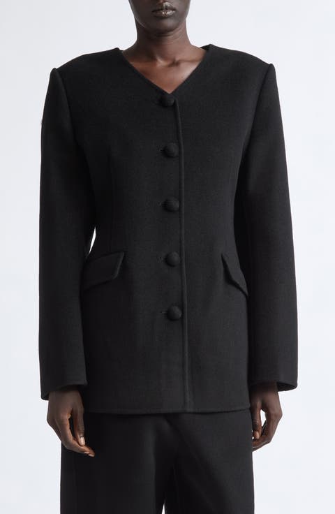 Wool & Cashmere Tailored V Neck Blazer