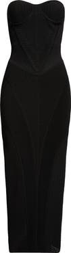 Balmain Strapless Knit Body-Con Bustier Dress