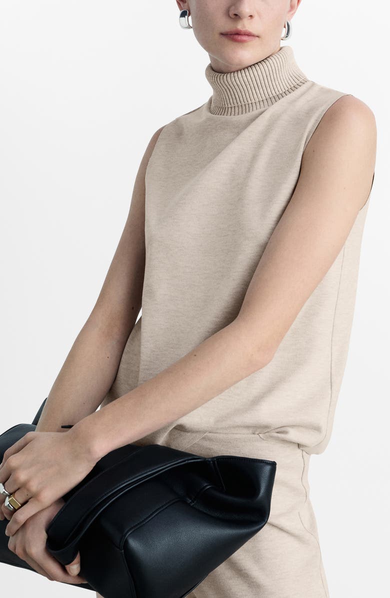 MANGO Sleeveless Turtleneck Sweater, Main, color, Beige