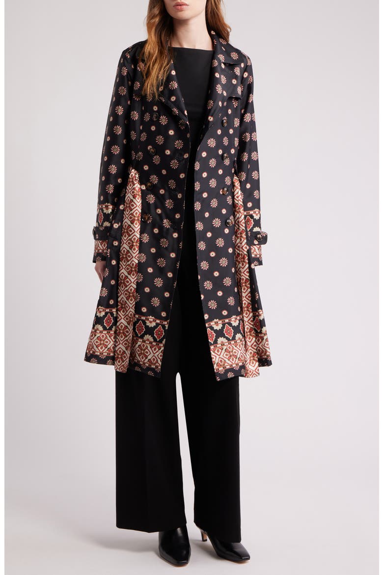 Emerson Print Belted Trench Coat, Alternate, color, CHARCOAL FOREST