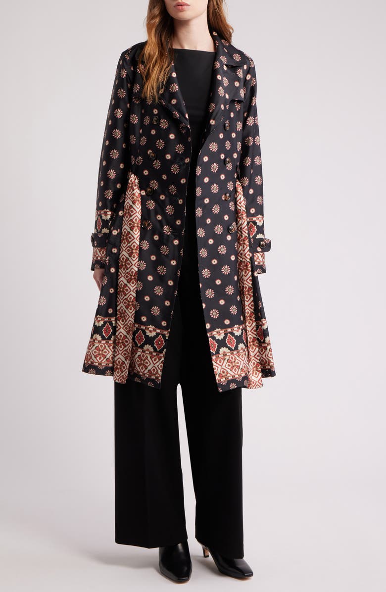 dRA Emerson Print Belted Trench Coat, Alternate, color, Charcoal Forest