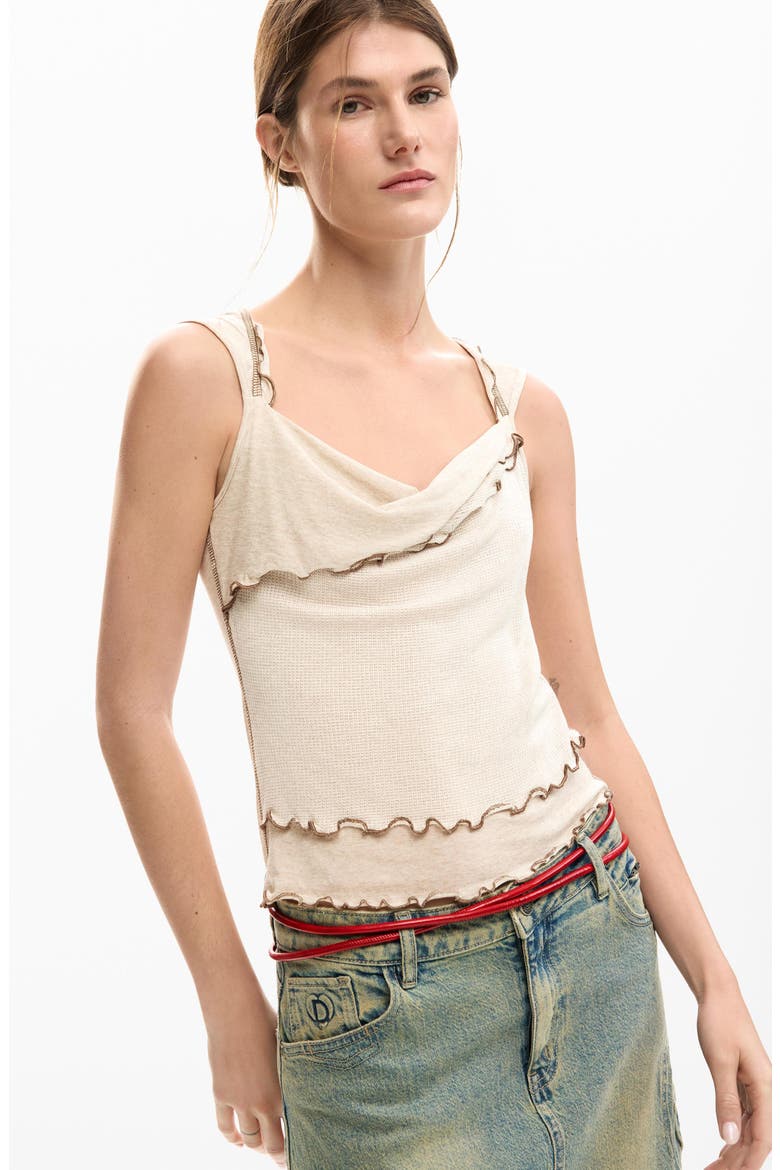 Lettuce Edge Sleeveless Top, Alternate, color, NEUTRAL GRAY