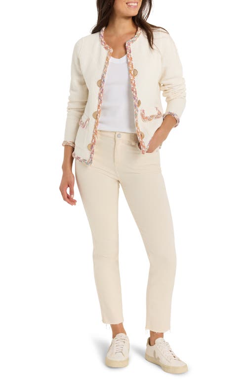 Nic + Zoe Mix Trim Knit Jacket In Cream Multi