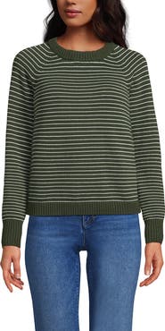 Lands' End Drifter Jacquard Raglan Crew Neck Sweater