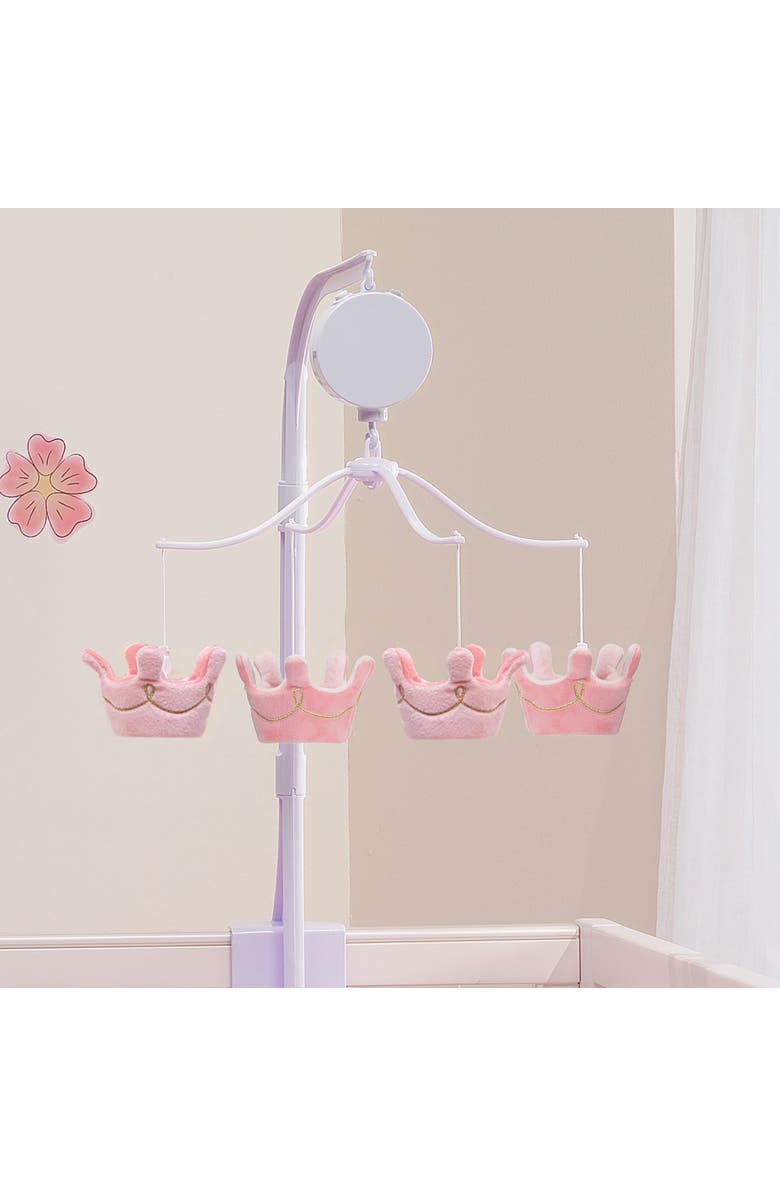 Lambs & Ivy Disney Princesses Crown Musical Baby Crib Mobile Soother Toy, Alternate, color, Pink