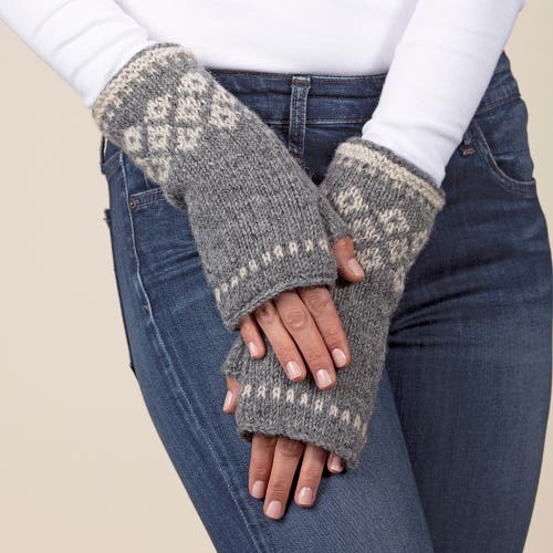 Feelgoodz Hand-knit Jaya Harlequin Wool Half Mitten In Gray